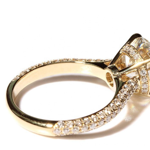 14K Yellow Gold Halo Engagement Diamond Ring